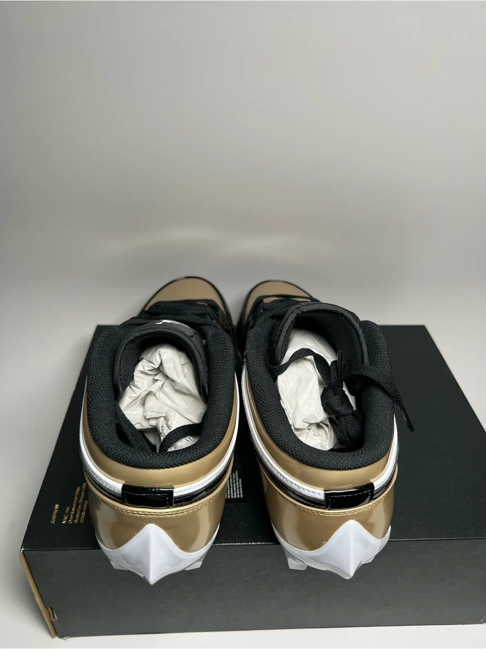 Nike Air Jordan 1 Low Football Cleat FJ6245-701 White Gold Black Mens Size 11.5